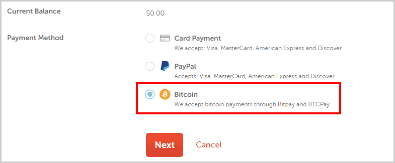 Add bitcoins to Namecheap account