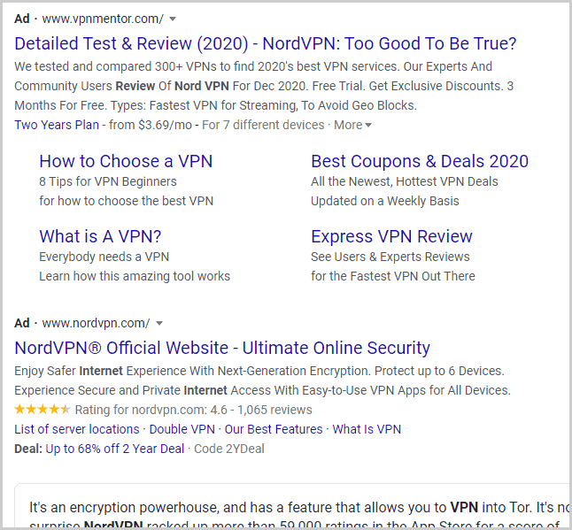 Google Results With VPN