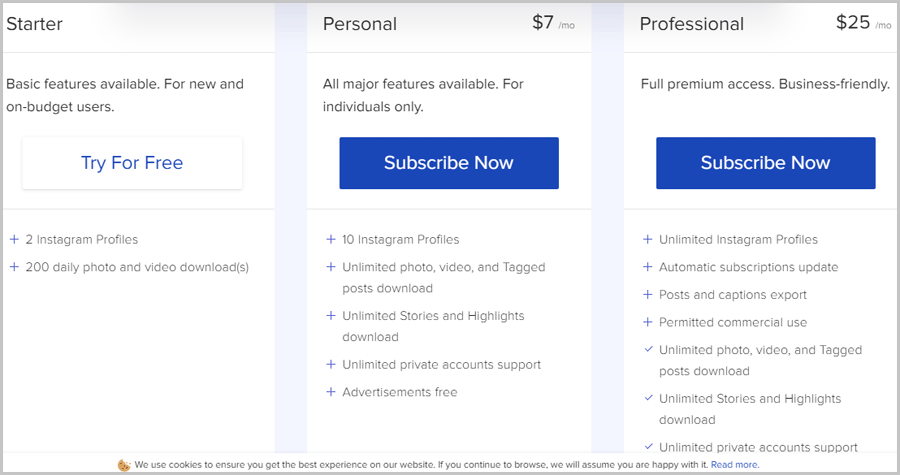 Qoobs Stories Pricing Plans