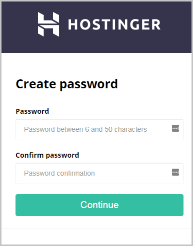 Hostinger create password