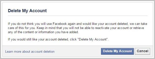 delete my facebook account