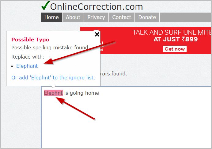 Online-Correction