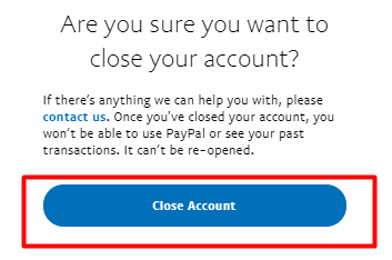 delete paypal account