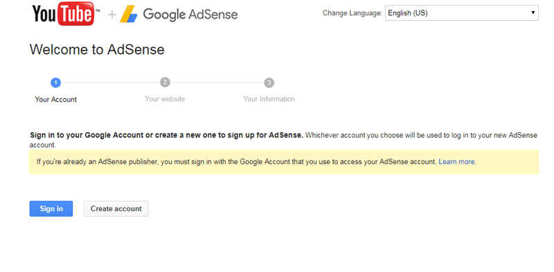 link your existing AdSense account with your Youtube channel