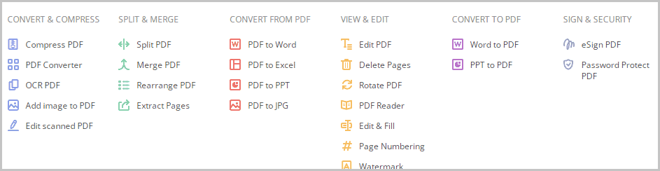 pdfFiller features