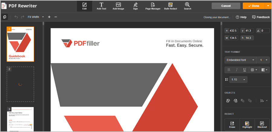 pdffiller PDF editor