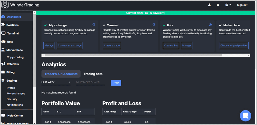 Wunder trading UI