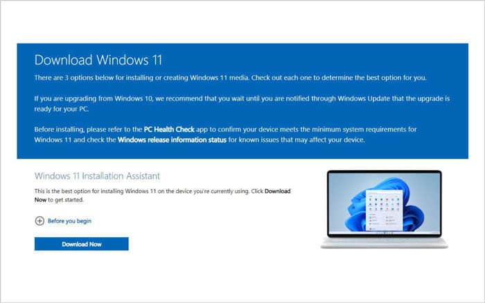 how to install windows 11 Installation Assistant