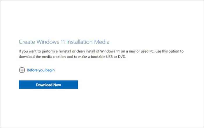 how to install windows 11 Installation media 