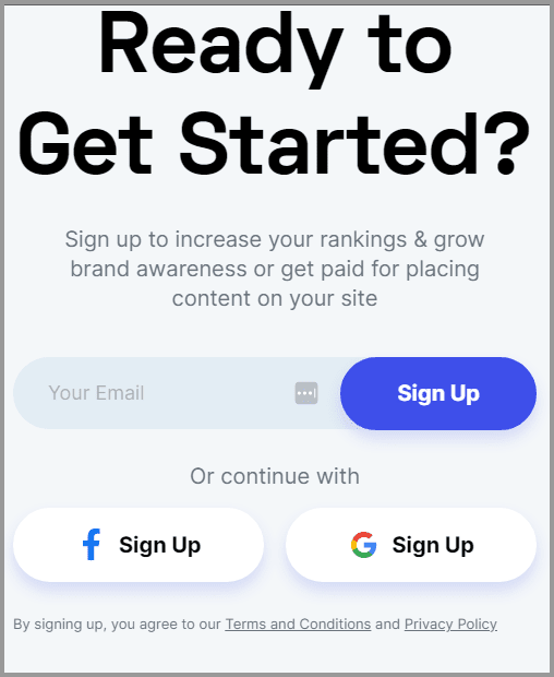 Adsy signup options