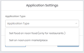 Seller account Application Settings on Noon.com