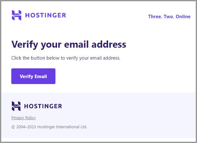 Verify your email address for hostinger hosting account