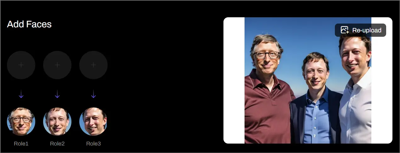 Swap multiple faces at Pica AI