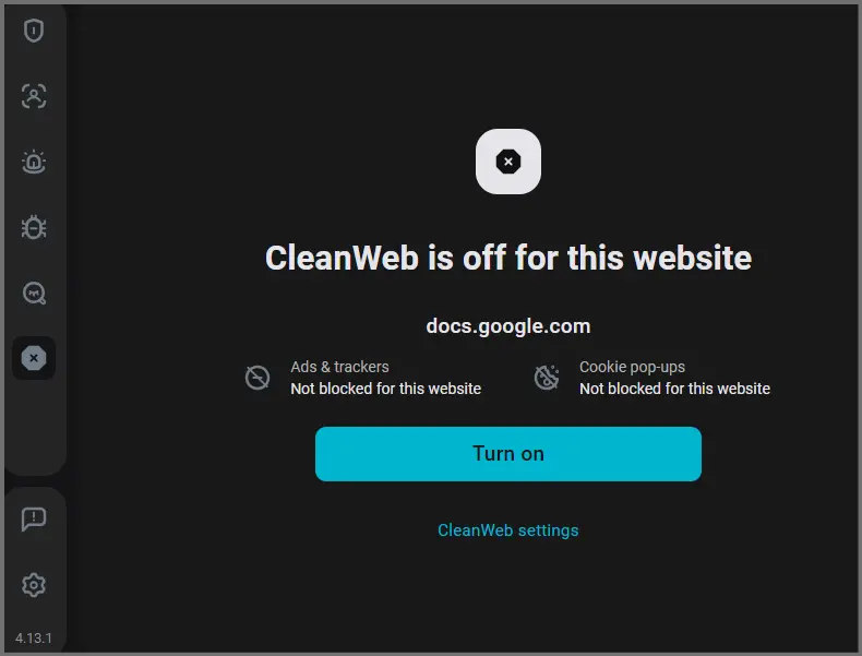 enable and disable surfshark cleanweb