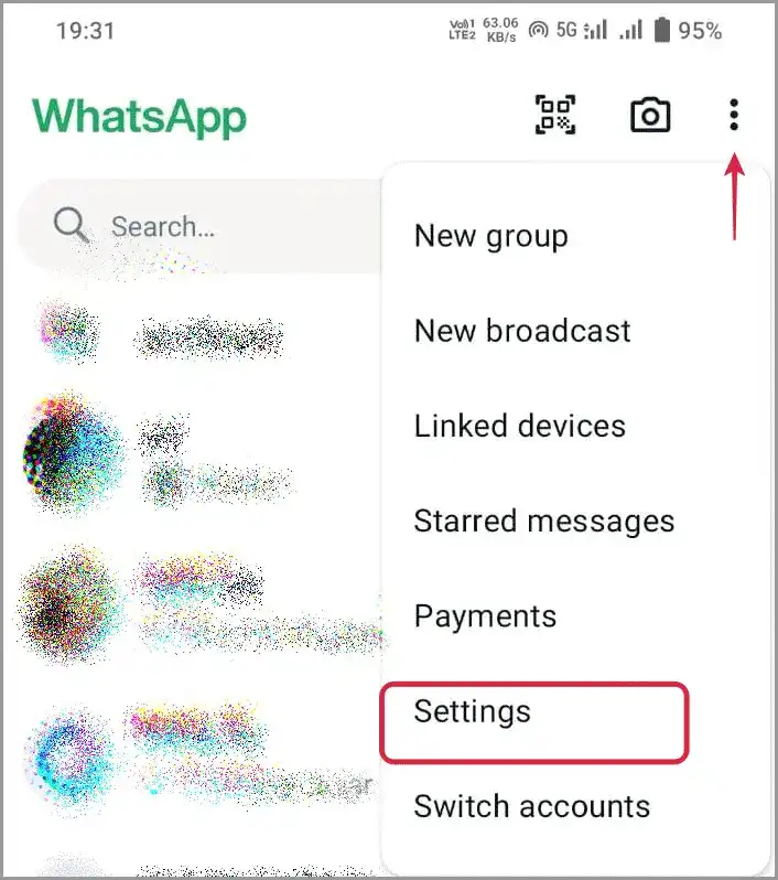 Whatsapp settings