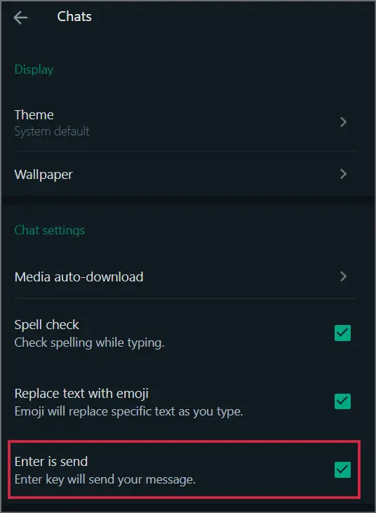 enter next line in whatsapp web